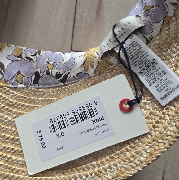 TED BAKER Kylow Printed Straw Visor in Pink main image 9